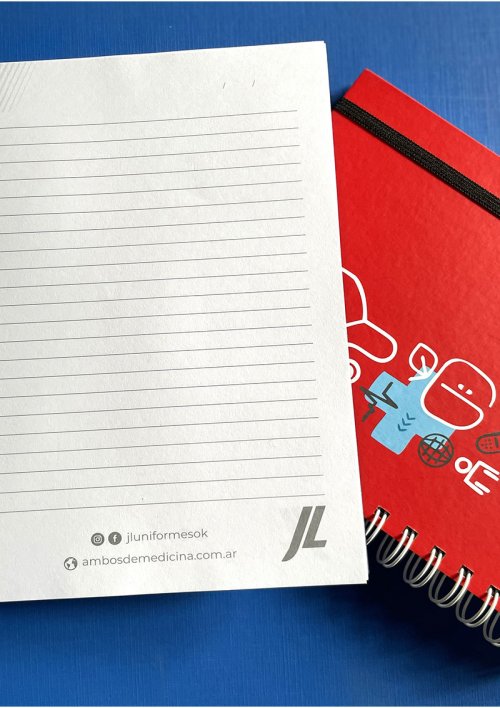 Cuaderno hojas rayadas A5 con dibujo sanidad